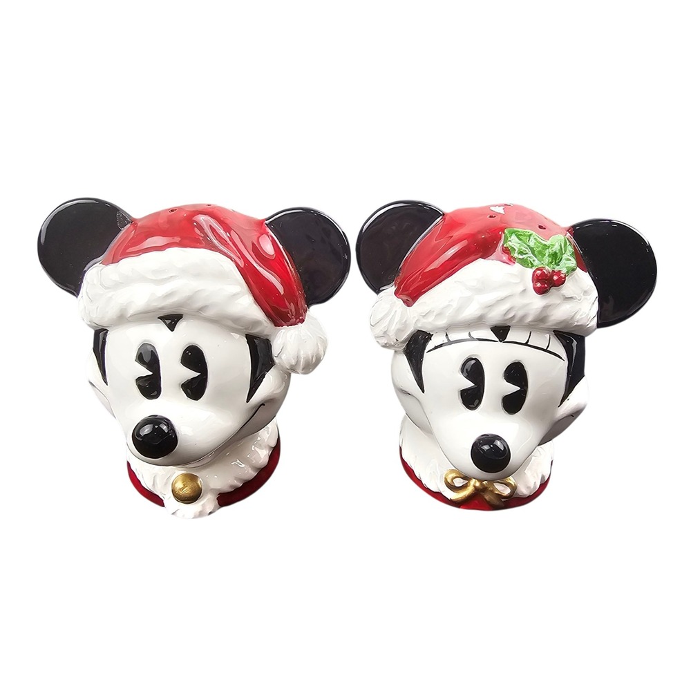 Disney Mickey Mouse Christmas Salt &‎ Pepper Shakers Enesco Holiday Decor